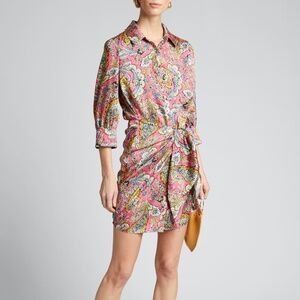 Cinq a Sept Gaby Paisley-Print Draped Tie-Front Dress